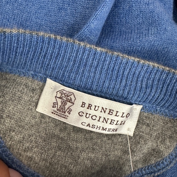Brunello Cucinelli Blue Cashmere Crewneck Sweater Size Mens 54/XL - Picture 6 of 6